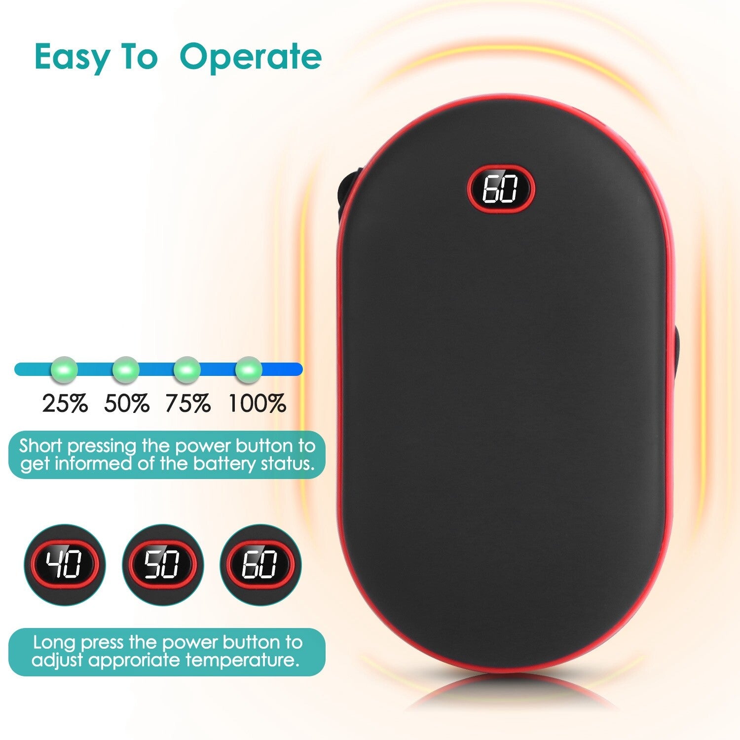10000Mah Rechargeable Hand Warmer USB Power Bank Electric Heater Pocket Warmers