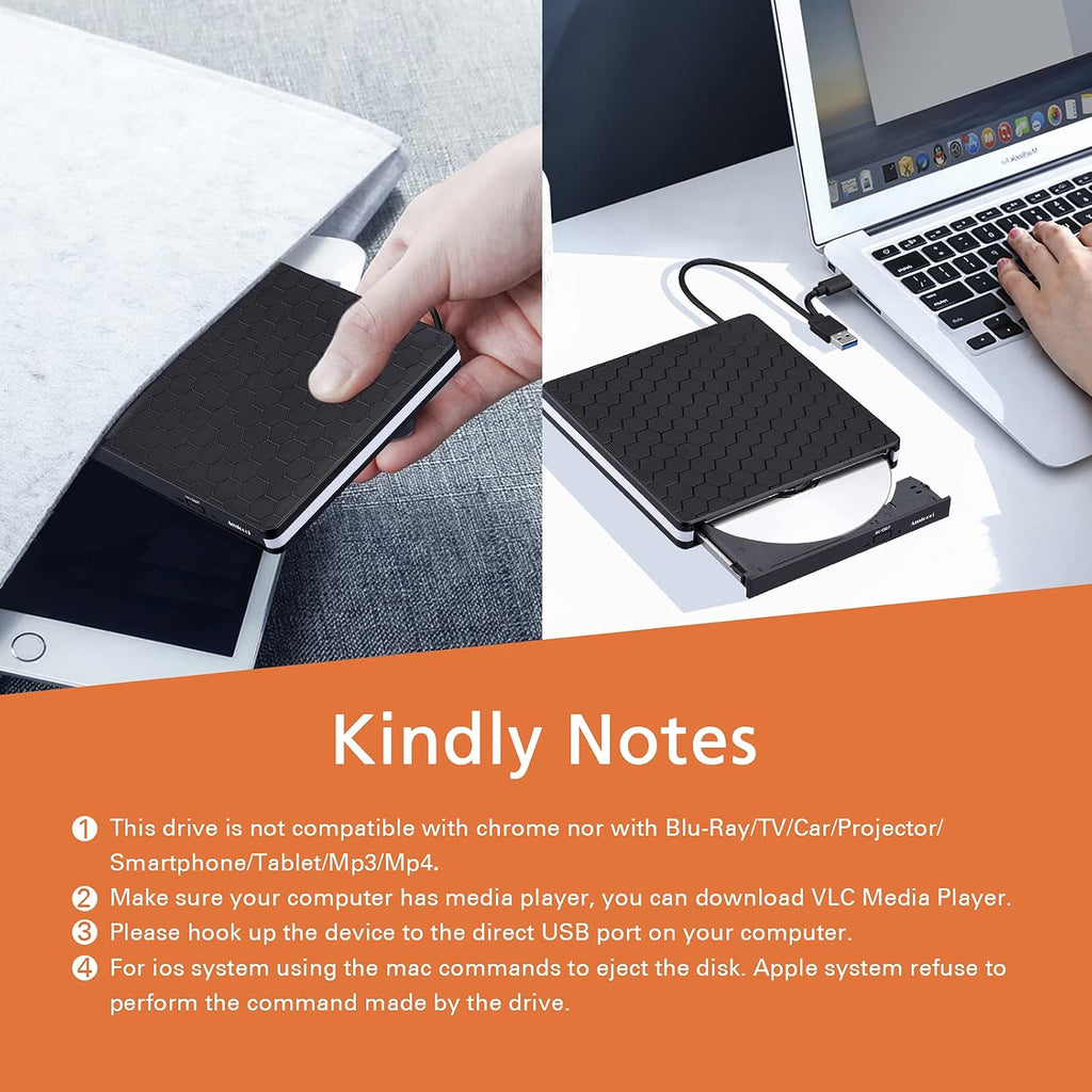 External DVD Drive,Usb 3.0 Type-C CD DVD +/-RW Optical Drive USB C Burner Slim CD/DVD ROM Rewriter Writer Reader Portable for PC Laptop Desktop Macbook Mac Windows 7/8.1/10 Linux OS Apple
