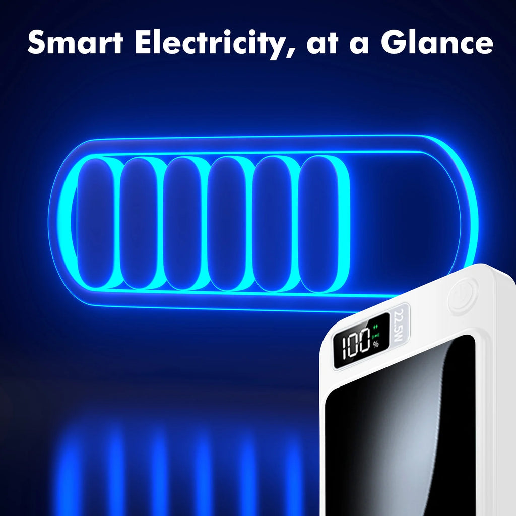 Power Bank,10000Mah Wireless Portable Charger with LED Power Display,22.5W Magnetic Power Bank Compatible with Iphone 8 and above Series,White