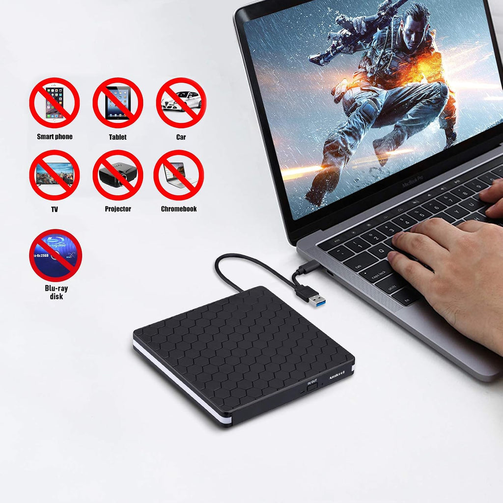 External DVD Drive,Usb 3.0 Type-C CD DVD +/-RW Optical Drive USB C Burner Slim CD/DVD ROM Rewriter Writer Reader Portable for PC Laptop Desktop Macbook Mac Windows 7/8.1/10 Linux OS Apple