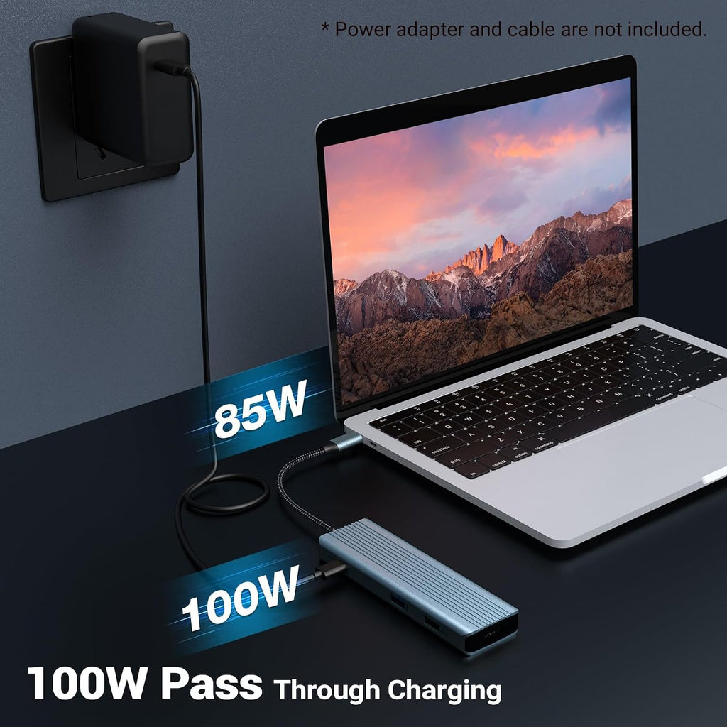 9 in 1 USB C Hub,  USB C Docking Station, 4K@30Hz HDMI, USB 3.0 X 3, USB C 3.0 Data, USB 2.0, 100W Power Delivery, SD/TF Card Reader, Compatible with Laptop and Other Type C Devices