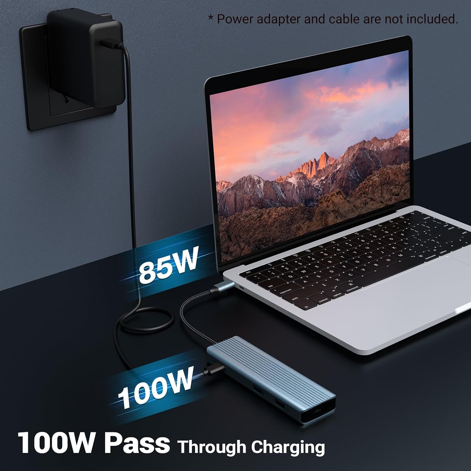 9 in 1 USB C Hub,  USB C Docking Station, 4K@30Hz HDMI, USB 3.0 X 3, USB C 3.0 Data, USB 2.0, 100W Power Delivery, SD/TF Card Reader, Compatible with Laptop and Other Type C Devices