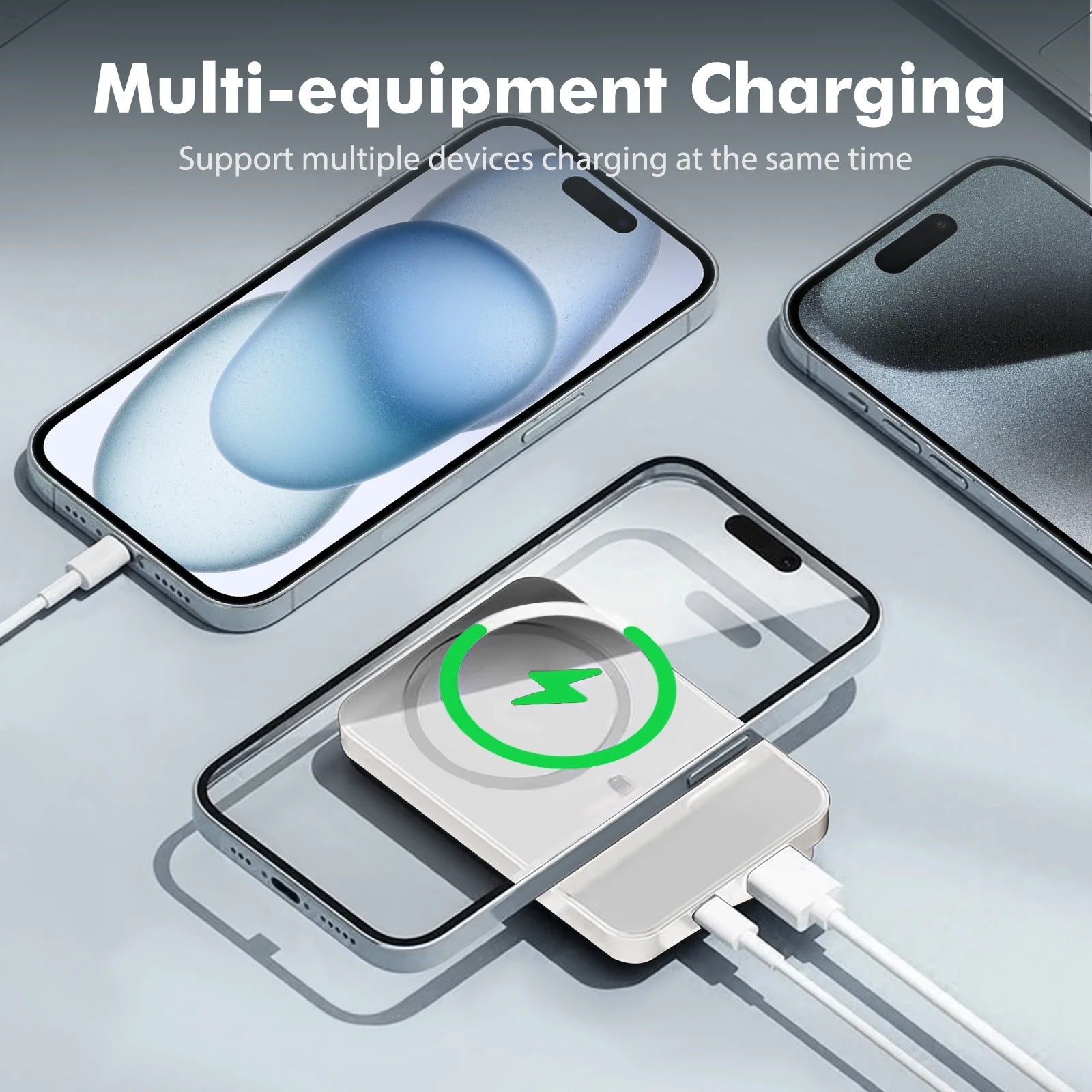 Power Bank,10000Mah Wireless Portable Charger with LED Power Display,22.5W Magnetic Power Bank Compatible with Iphone 8 and above Series,White