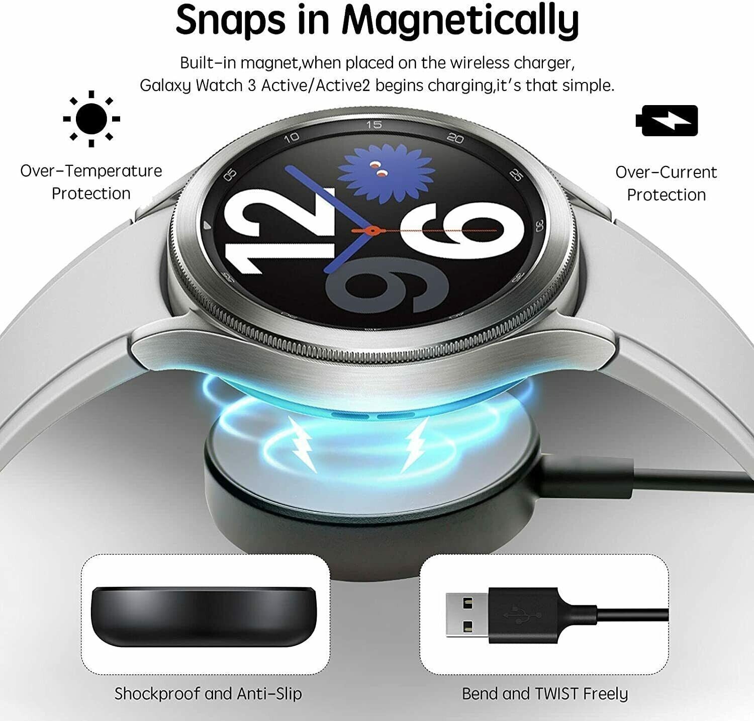 Wireless Magnetic Charger Dock for Samsung Galaxy Watch 4/3/R500/R820/