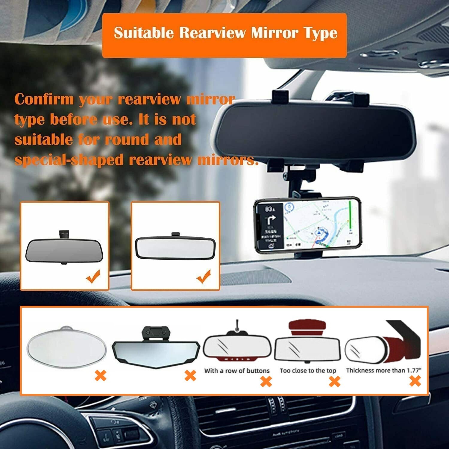 360° Rotatable Car Phone Mount Holder Car Accessories Universal for Cell Phone