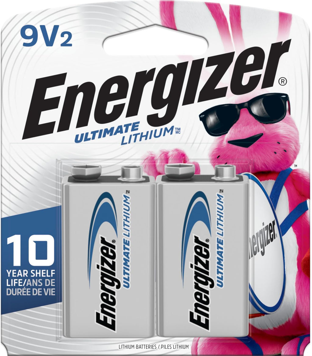 Ultimate Lithium 9V Batteries (2 Pack), Lithium 9 Volt Batteries
