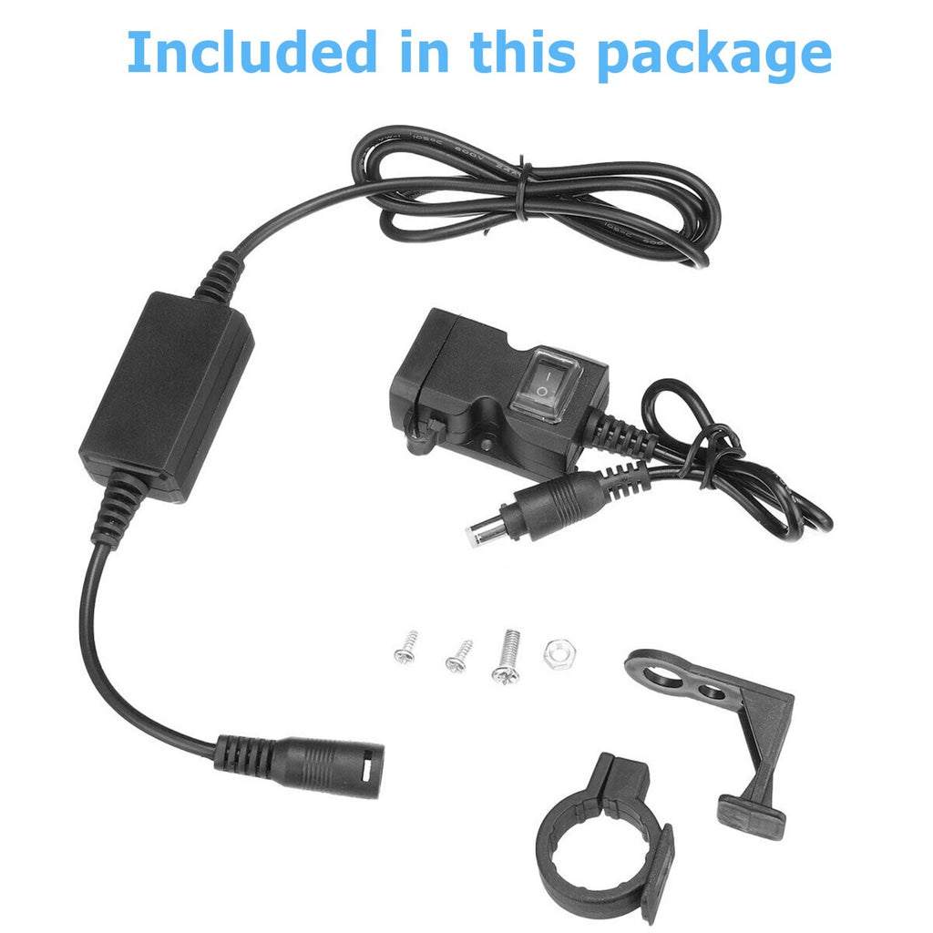 Waterproof Motorcycle Handlebar USB Port Phone Charger Cigarettes Lighter Socket