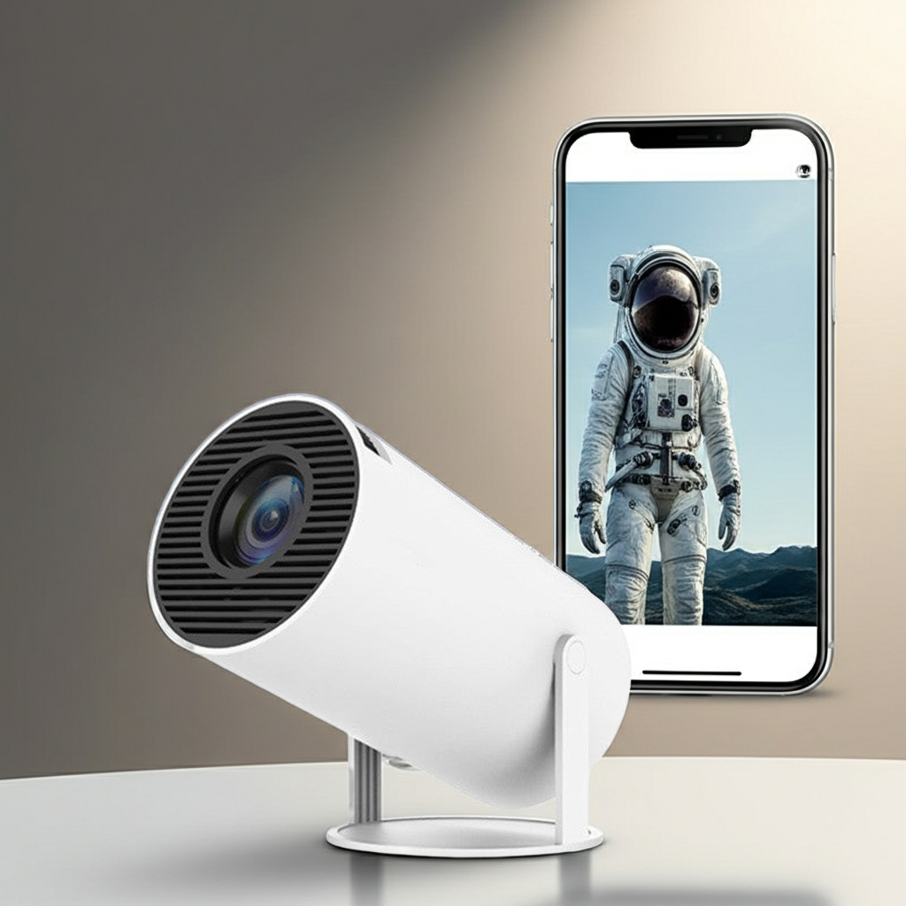 Portable Mini Home Projector – Auto Focus & 180° Projection