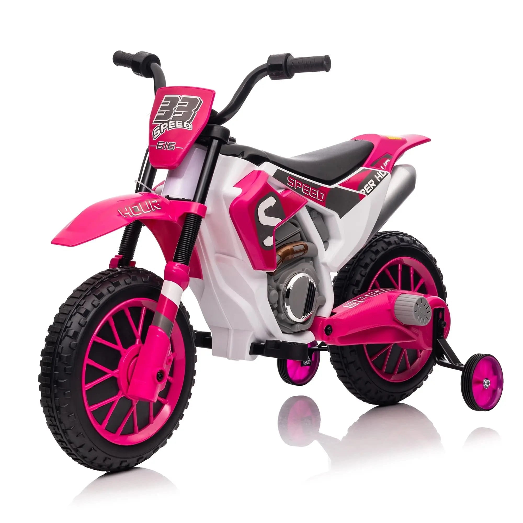 TOBBI 12V Electric Kids Ride-On Dirt Bike with Training Wheels