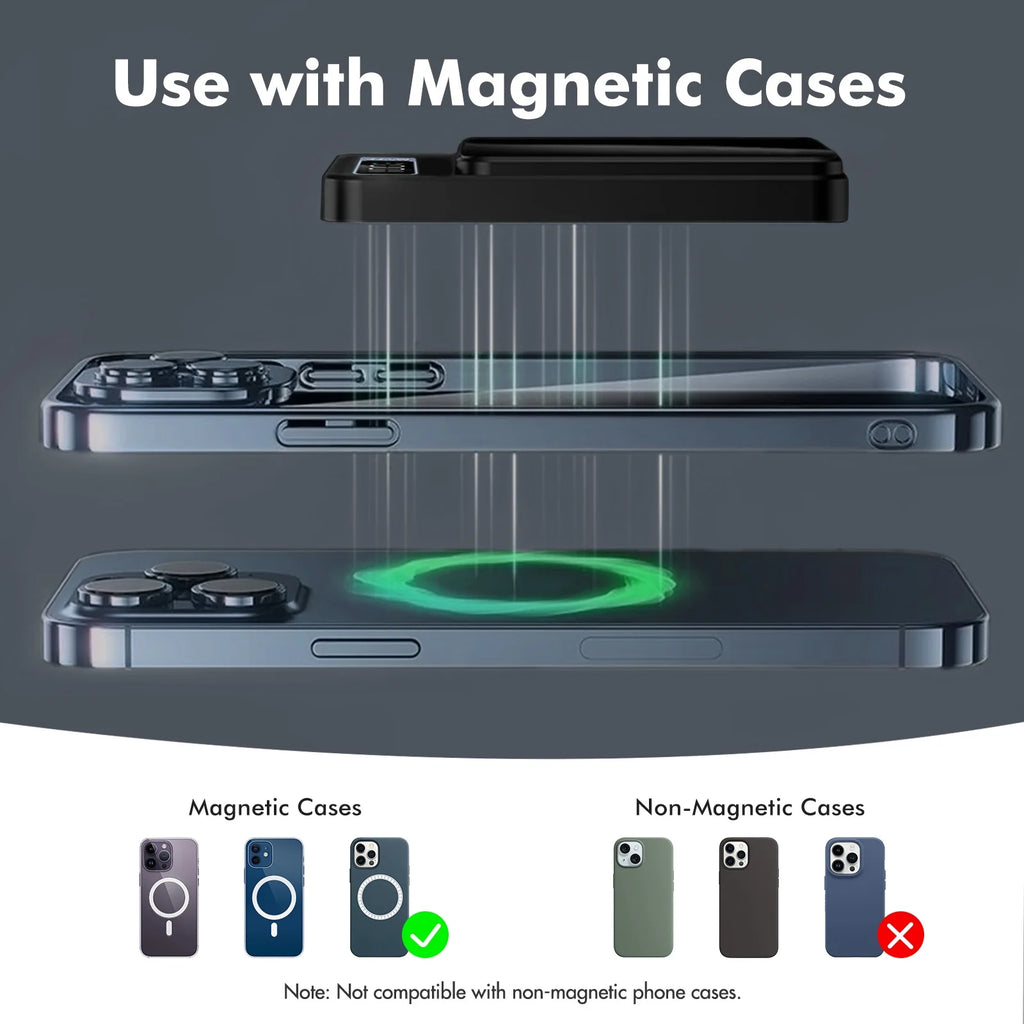 Power Bank,10000Mah Wireless Portable Charger with LED Power Display,22.5W Magnetic Power Bank Compatible with Iphone 8 and above Series,Black