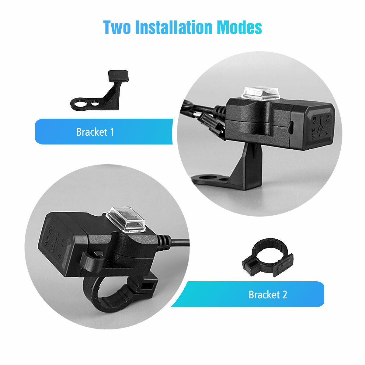 Waterproof Motorcycle Handlebar USB Port Phone Charger Cigarettes Lighter Socket