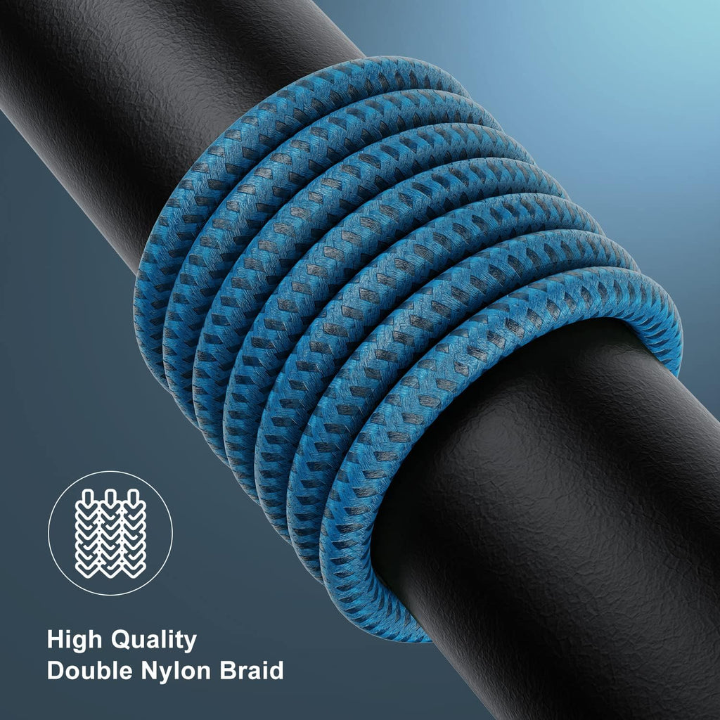 2Pack for Iphone Charger Cord 3FT, Lighting Cable 3 Feet to USB Charging Cable, Nylon Braided Charging Cord 3 Foot Compatible with Iphone 14 13 12 11 X XS XR Pad - Blue