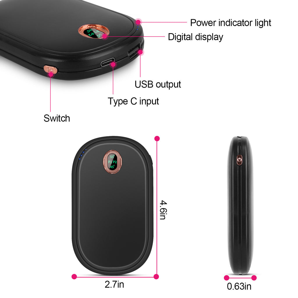 10000Mah Rechargeable Hand Warmer USB Power Bank Electric Heater Pocket Warmers