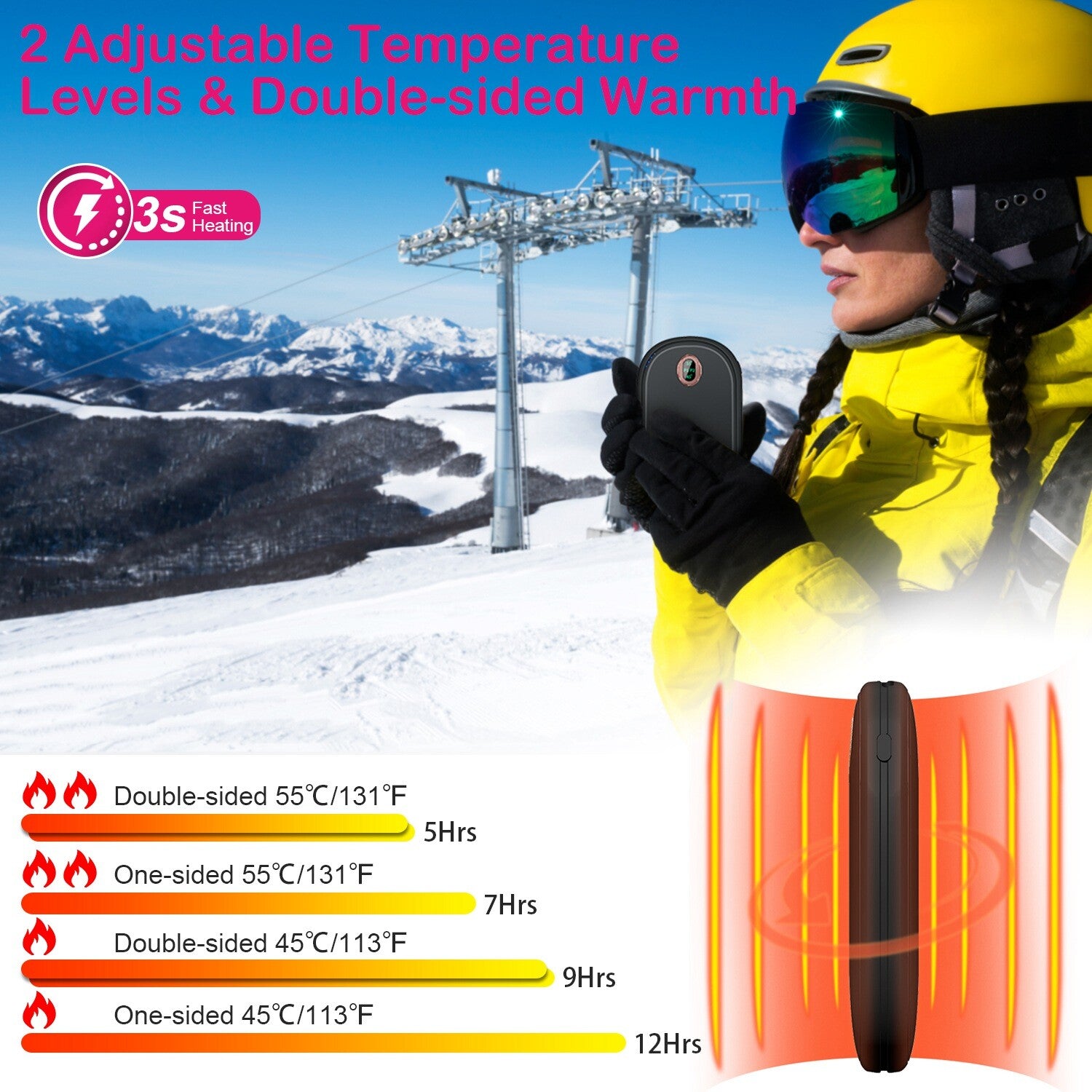 10000Mah Rechargeable Hand Warmer USB Power Bank Electric Heater Pocket Warmers