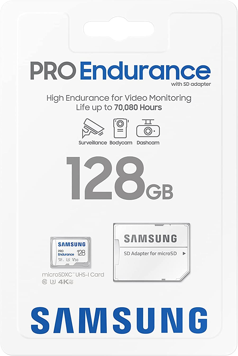 Samsung PRO Endurance 128GB Microsdxc Memory Card with Adapter | Microsd for Dash Cam, Body Cam, and Security Camera – Class 10, U1, V10 (‎MB-MJ128KA/AM)