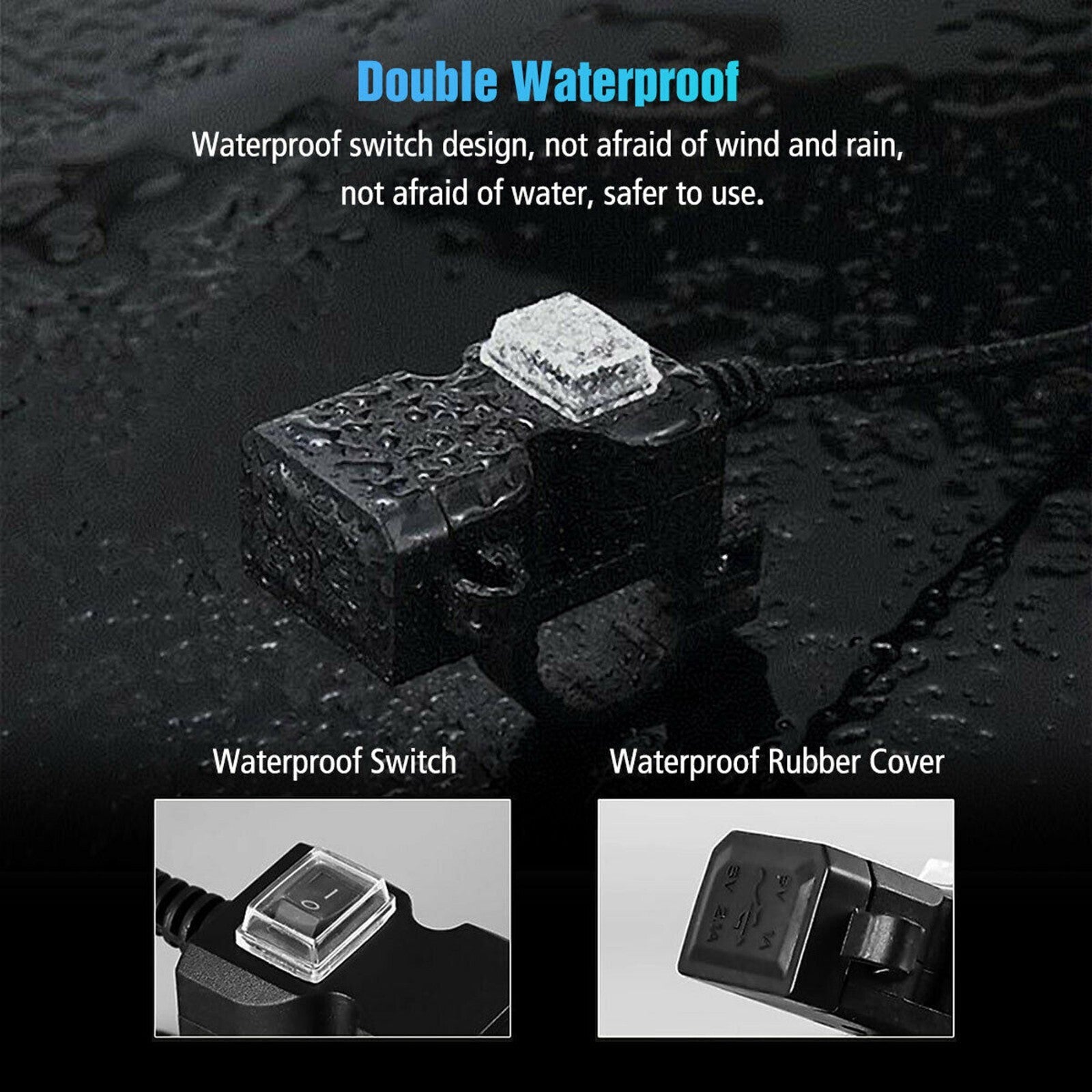 Waterproof Motorcycle Handlebar USB Port Phone Charger Cigarettes Lighter Socket
