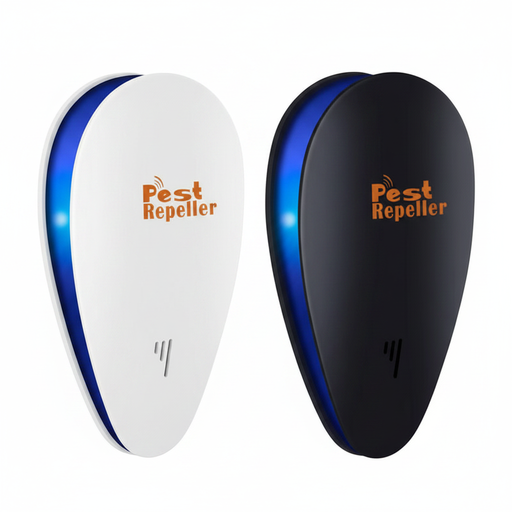 Ultrasonic pest repeller black and white both color variants white background