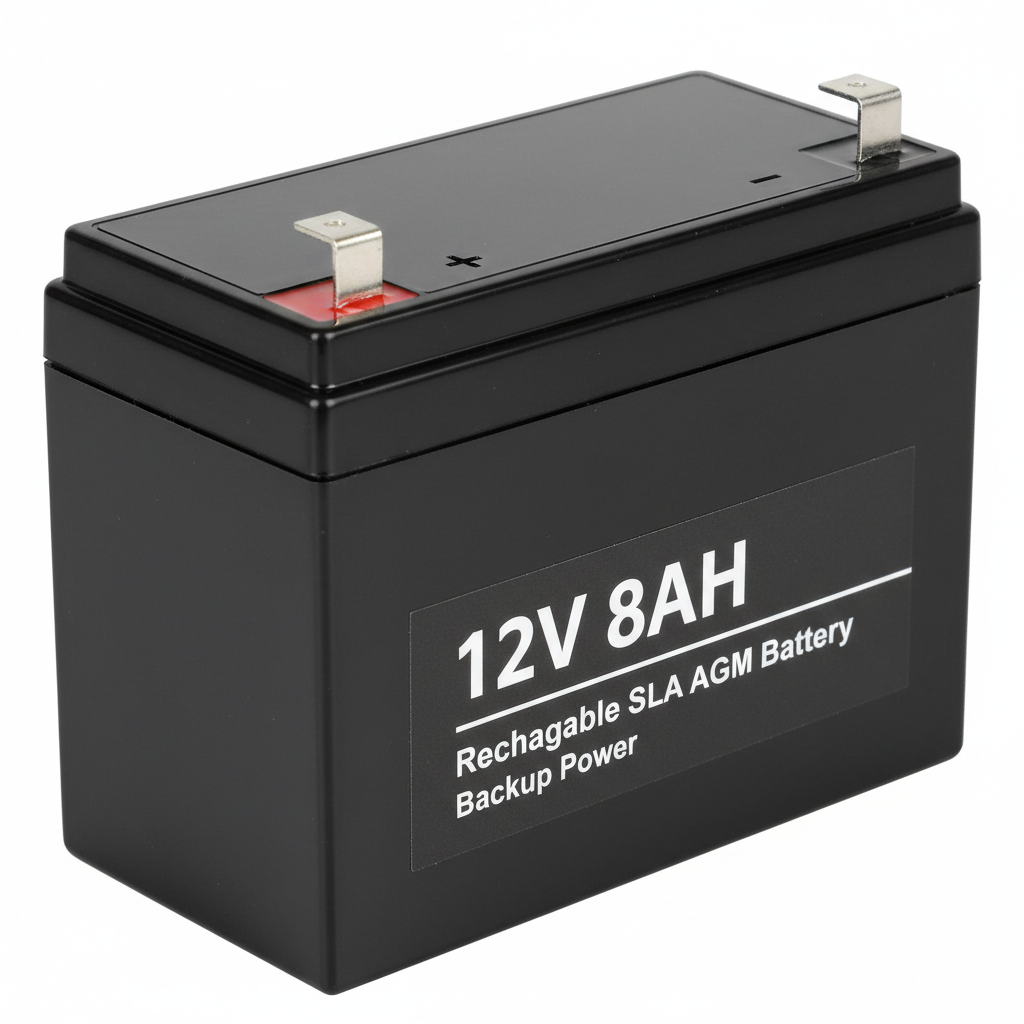 12 Volt 8 AH F1 Terminal SLA AGM Battery - Side View