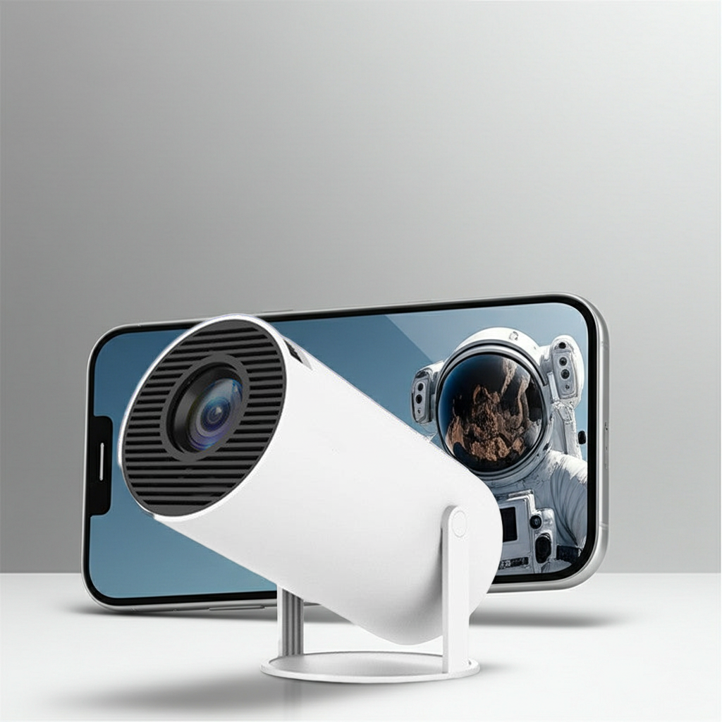 Portable Mini Home Projector – Auto Focus & 180° Projection